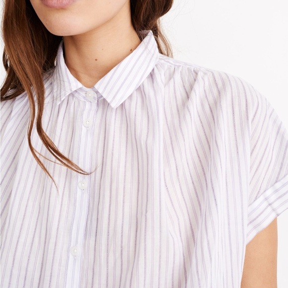 Madewell Central Shirt in Lavender Stripe Size XS - Picture 3 of 9